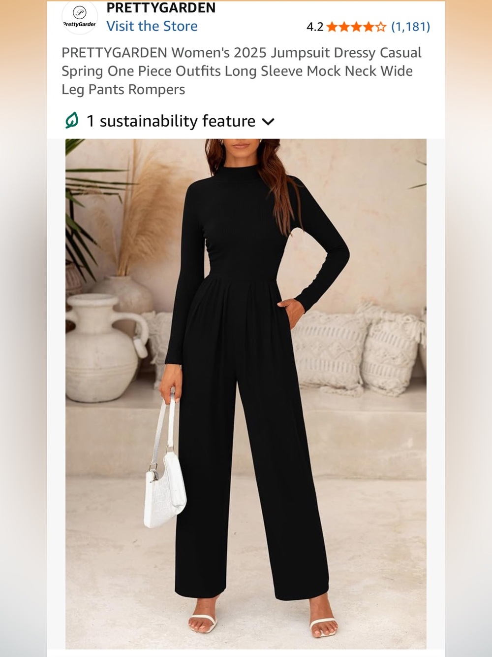 Women's Jumpsuit Long Sleeve Mock Neck Wide Leg Ribbed w/ Pockets Size L